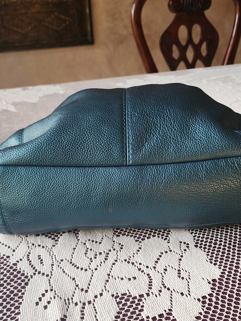 Coach Pebbled Leather Shoulder Bag in Teal Green - Picture 4 of 10